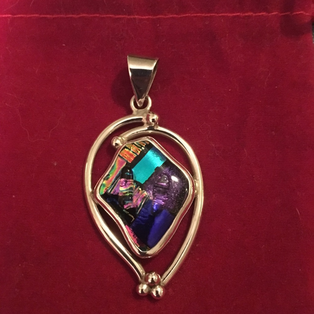 Silver Fused Glass Pendant